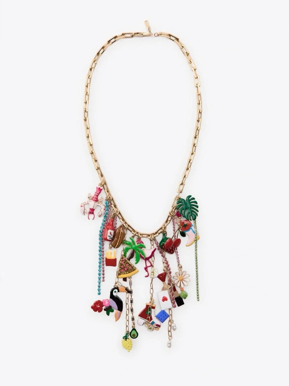 Zara charm link necklace, tropical